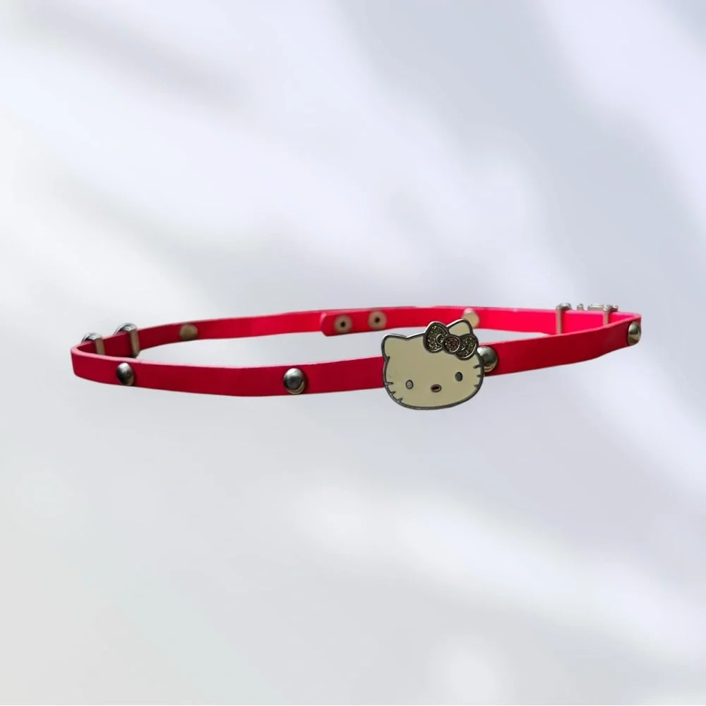 Sanrio Hello Kitty Adjustable Belt Pink Girls‎ Sparkly Bow Faux Leather Vegan